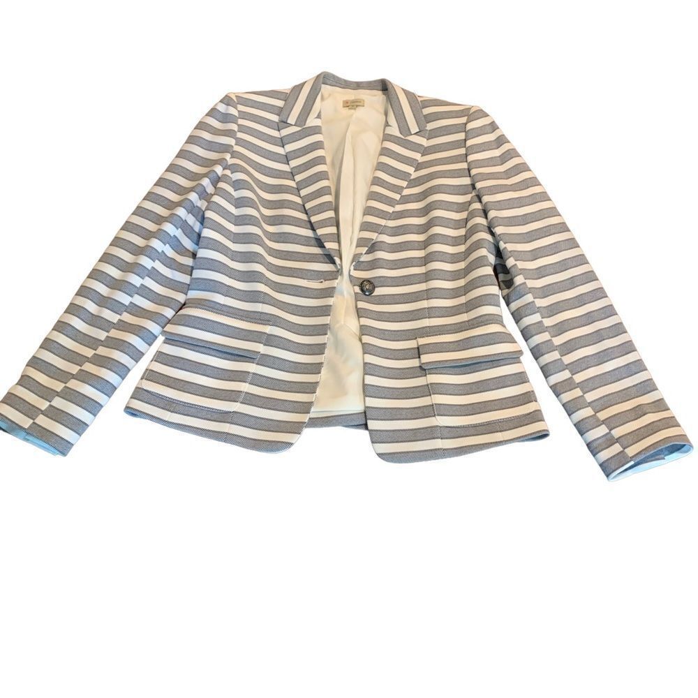 Cremieux Women’s Striped One Button Jacket Blazer 4